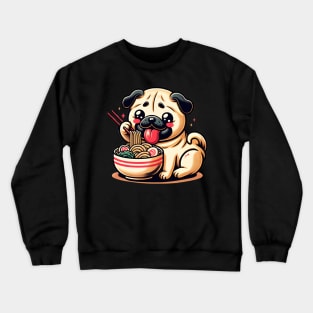 Pug Eating Ramen Crewneck Sweatshirt